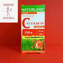 Naturland C vitamin 50mg rágótabletta gyermek 100db