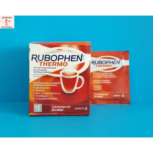Rubophen Thermo 650mg/10 mg cseresznye ízű granulátum belsőleges oldathoz 12db