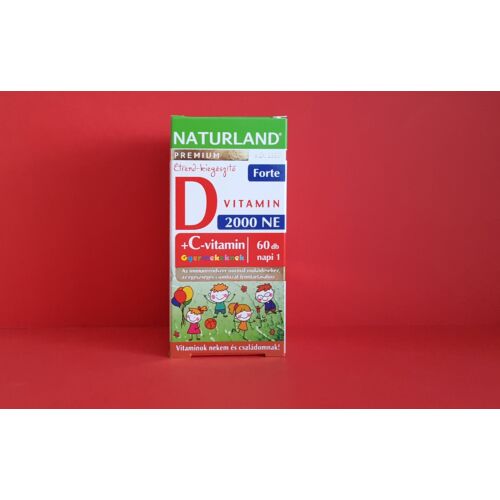 Naturland D3 Forte+C-vitamin rágótabletta gyermek