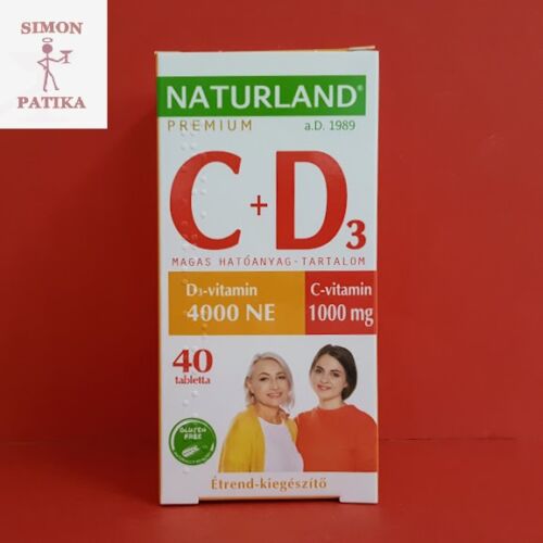 Naturland C 1000mg+D3 4000 NE vitamin tabletta 40db