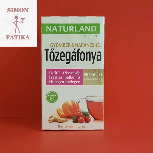 Naturland gyümölcstea Tőzegáfonya+Gyömbér+Narancs 20db