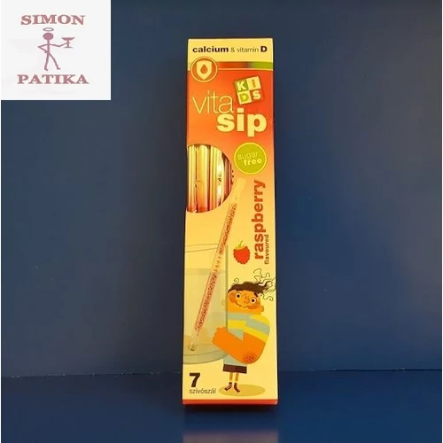Vitasip Kids Calcium +D vitamin Málna ízesítésű szívószál 7db